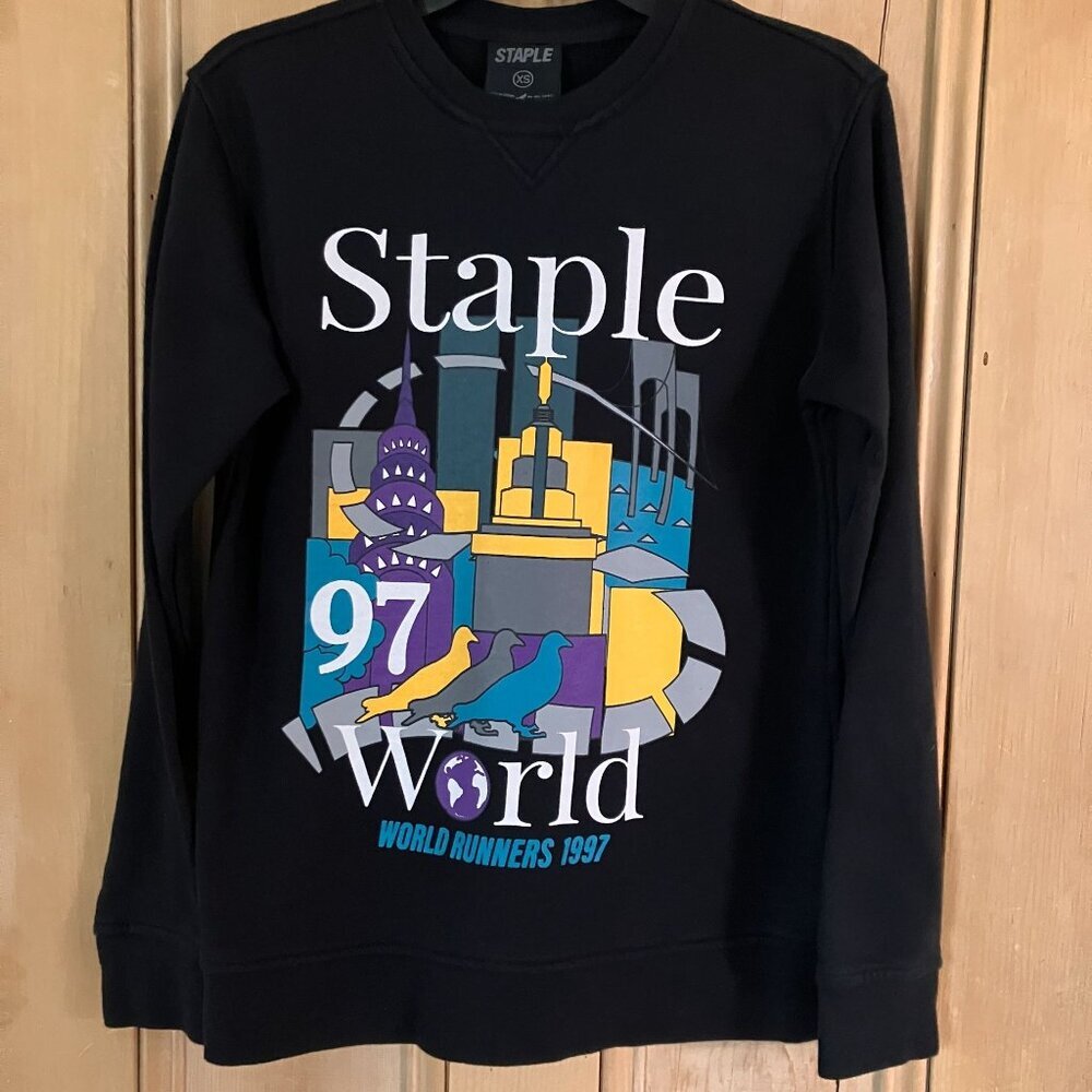 Staple Mens Pigeon NYC World Runners 1997 Marathon Sweatshirt Sz XS Black AN NWT